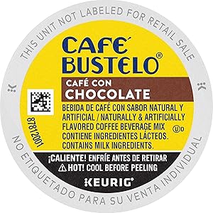 Café Bustelo Café con Chocolate Flavored Espresso Style Coffee, 10 K Cups for Keurig Coffee Makers