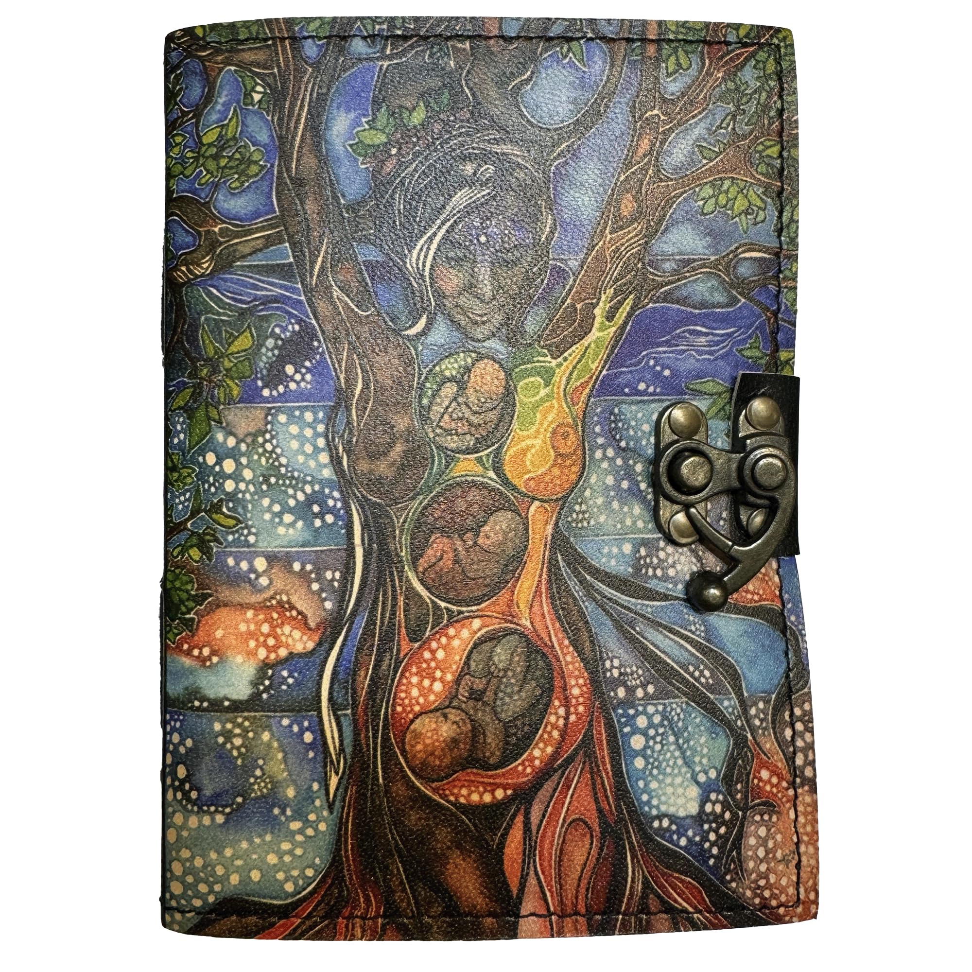 Keskin Handmade Leather Grimoire Journal – Spell Book of Shadows for Witchcraft, Wicca, Witch Diary & Notebook – Vintage Blank Journal for Spells and Ritual Notes, 17 x 12 cm (Mother)