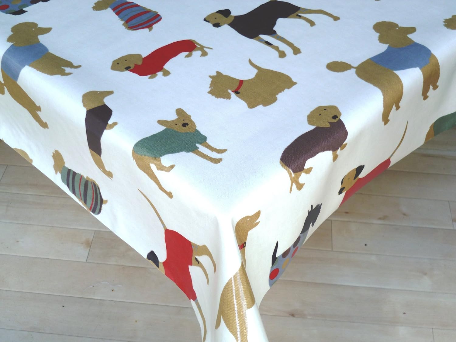 mans best friend tablecloth cinnamon pvc oilcloth dogs design 135cm