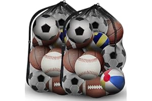2 Pcs Extra Large Sports Ball Bag,Heavy Duty Drawstring Bags,Mesh Soccer Ball Bag,Training Equipment Storage with Shoulder St