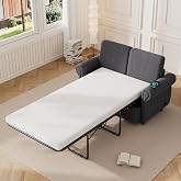 P PURLOVE Sleeper Sofa Bed, Pull Out Sofa Bed Loveseat Sleeper (Gray) | Twin Size Memory Mattress, Modern Linen Couch Chairs for Living Room, Bedroom and Small Space