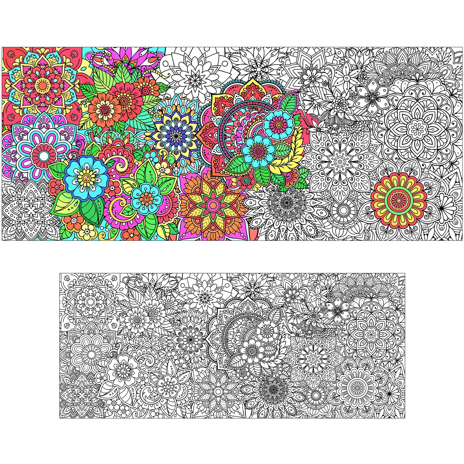 PHOGARY Giant Coloring Poster Large Wall Coloring Tablecloth Mandala Coloring Poster Jumbo Coloring Flower Posters for Wall Decoration Bedroom Living Room Classroom Decor DIY Painting Crafts