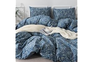 HoneiLife Duvet Cover Queen Size - 100% Cotton Comforter Cover Floral Duvet Cover Sets, Breathable Bedlinen Set with Zipper Closure & Corner Ties,3-pcs Wildflower Comforter Cover Sets