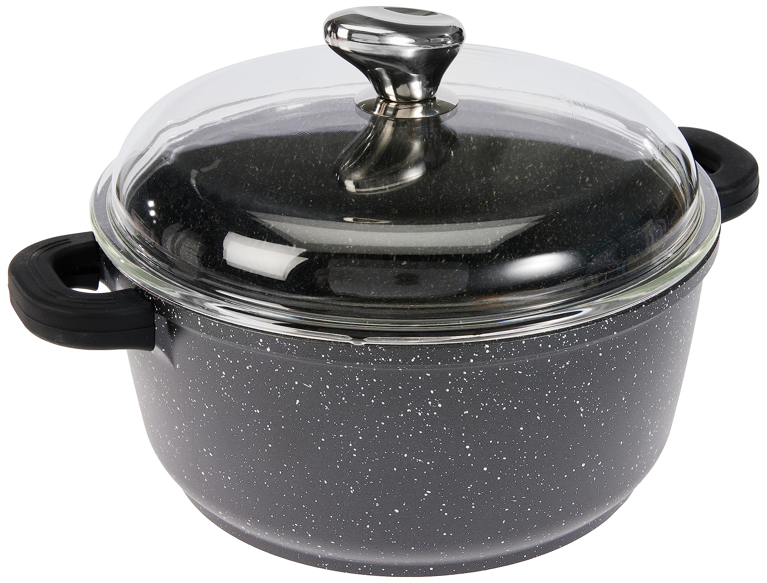 Pradel Excellence 52399M Imitation Stone Saucepan with Glass Lid/Black Cast Aluminium 24 x 19 cm
