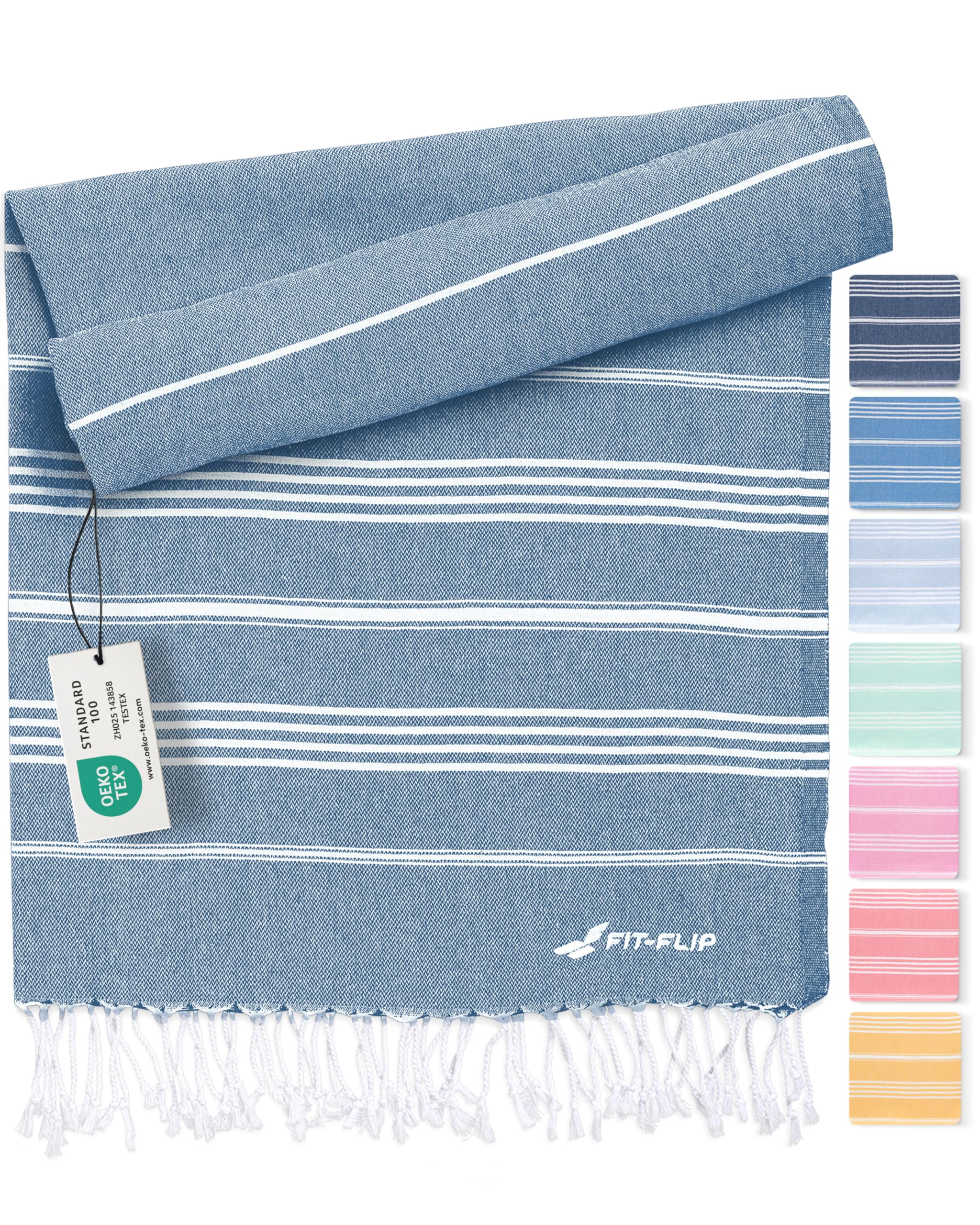 Fit-Flip Hammam Beach Towel XXL Made from 100% Cotton - Quick-Drying Turkish hamam Towels - Large fouta or pestemal Ideal as a Thin Sauna Blanket - Petrol – 200x200cm Sultan