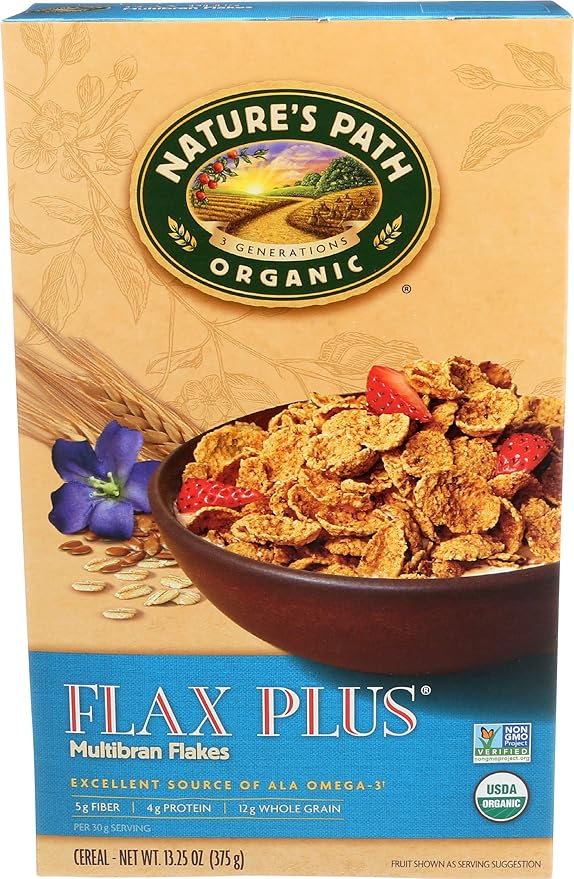 Organic flax Plus Multibran Flakes Cereal, 13.25 oz (375 g) Amazon.co