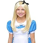 Alice in Wonderland Wig for Girls | Long Straight Blonde Wigs for Kids | Movie Character Cosplay Hair Wigs