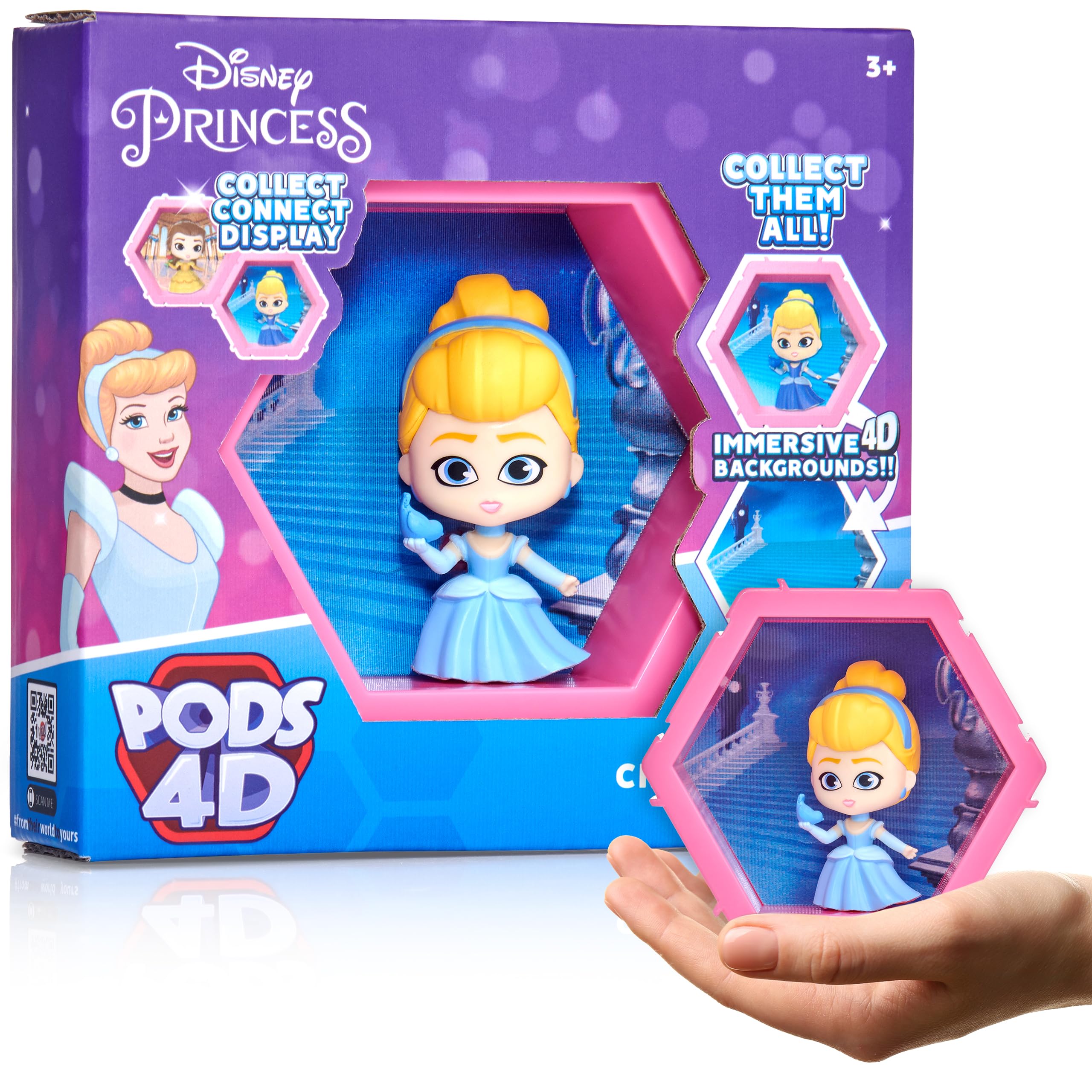 WOW! PODS - 4D Disney Cinderella, Unique Connectable Collectable Bobble-head figure that Bursts from their World into Yours, Wall or Shelf Display, Disney Toys and Gifts, Series 1 no. 424