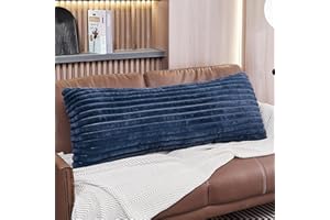 WERDIM Navy Striped Body Pillow Cover 21x54 Long Body Pillow Case, Plush Fluffy Faux Fur Body Pillowcase Cover with Zipper, Soft Rectangular Pillow Cover for Pregnant Women Side Sleeper