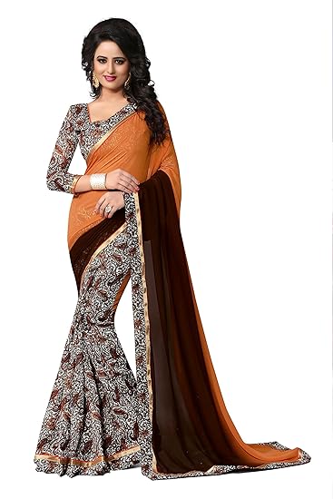 Oomph! Womens Georgette Saree with Blouse Piece