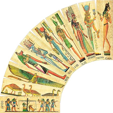 Amazon Nilecart エジプトのパピルスしおり 10個パック エジプト製 古代エジプトの神 エジプトの王 女王 しおり 文房具 オフィス用品
