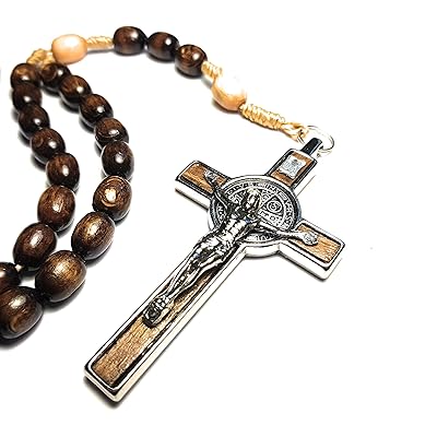 이탈리아에서 제작 묵주 프란치스코 교황의 축복 바티칸 로마 교황 성하 메달 십자가 성 베네딕토 학생의 수호성인, 기독교 가치 명예 재향 군인 미 육군 솔더 중독 의존 브라운