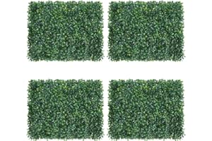 LING RUI Artificial Grass Wall Panels,4Pcs 16"x12" Boxwood Hedge Wall Panels,PE Artificial Grass Backdrop Wall,Faux Greenery Grass Backdrop for Decoration