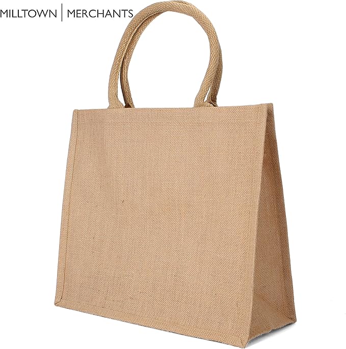 Jute Burlap Tote Bags Natural Burlap Bags with Cotton