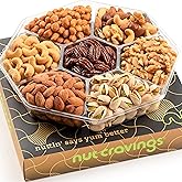 NUT CRAVINGS - Valentines Day Mixed Nuts Gift Basket in Black Gold Box (7 Assortments, 1 LB) Treats for Adults, Food Arrangement, Healthy Snack Care Package, Kosher
