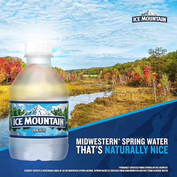 ICE MOUNTAIN SPRING WATER, 12 PACK – REFRESHING CRISP BOTTLED WATER – 8 FL OZ MINI BOTTLE