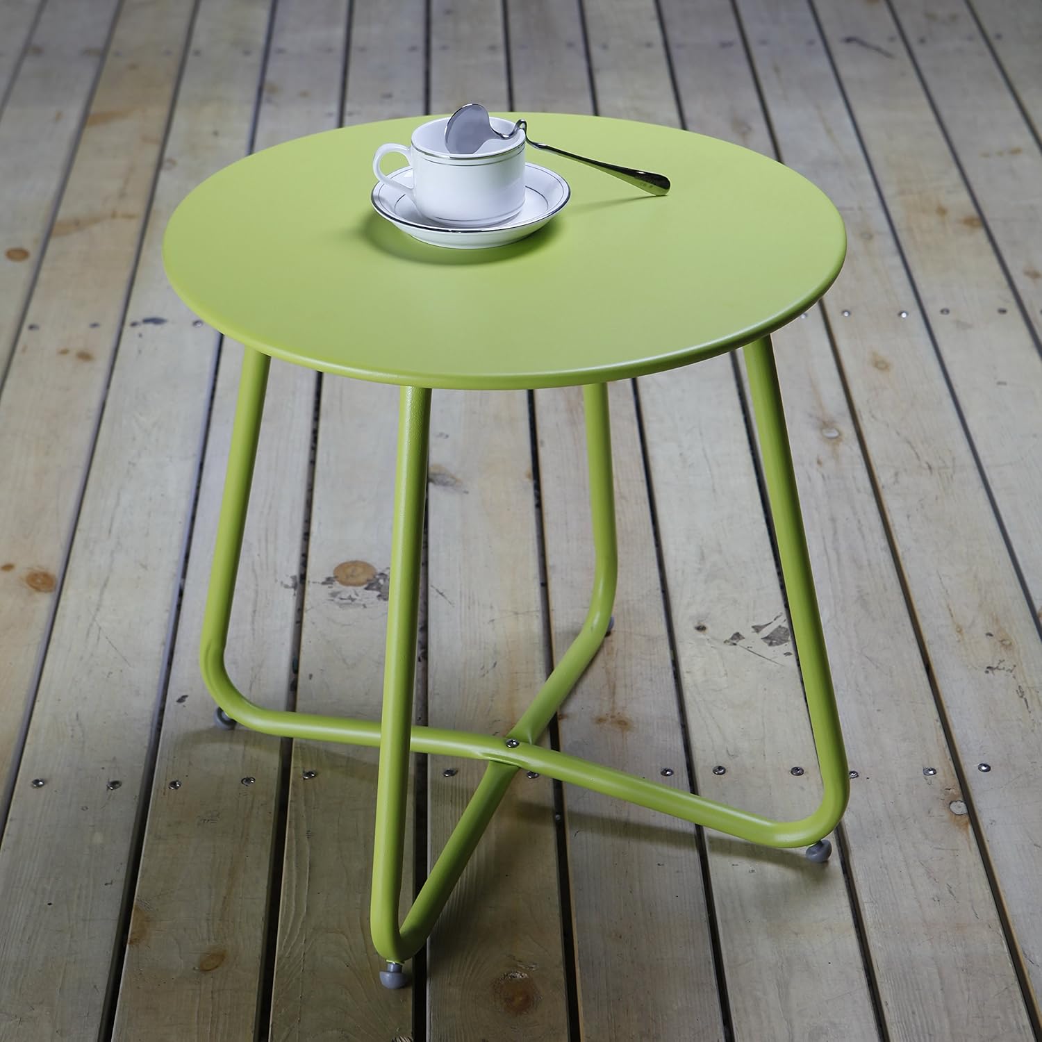 Grand Patio Steel Patio Side Table, Weather Resistant Outdoor Round End Table, Lime Green : Garden & Outdoor