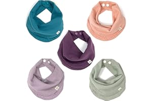 Kishu Baby Indi GOTS Organic Infinity Scarf Bib Set - 4-Way Reversible, 8 Layer Muslin Drool Bibs
