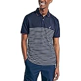 Nautica Mens Navtech Sustainably Crafted Striped Classic Fit Polo