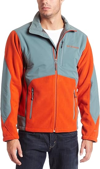 orange columbia fleece jacket