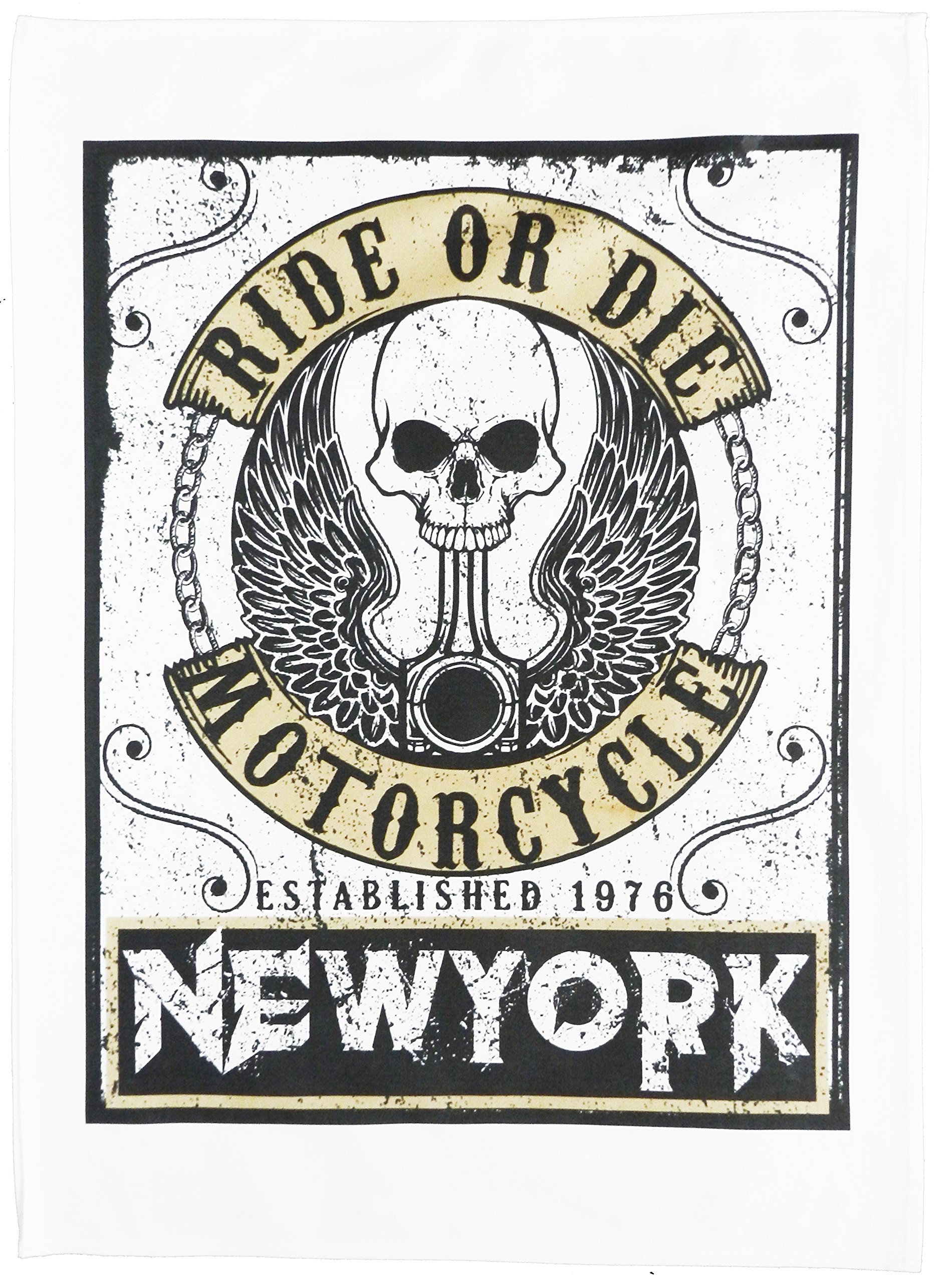 Half a Donkey Ride or Die Motorcycle - Large Cotton Tea Towel