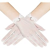 BABEYOND Wedding Lace Gloves - Ladies Mesh Tulle Short Tea Party & Banquet Gloves for Summer Dancing