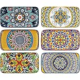 HENXFEN LEAD Ceramic Salad Plates 8 Inch – Rectangular Plates Set of 6 for Appetizer, Sushi & Dessert, Microwave & Dishwasher Safe