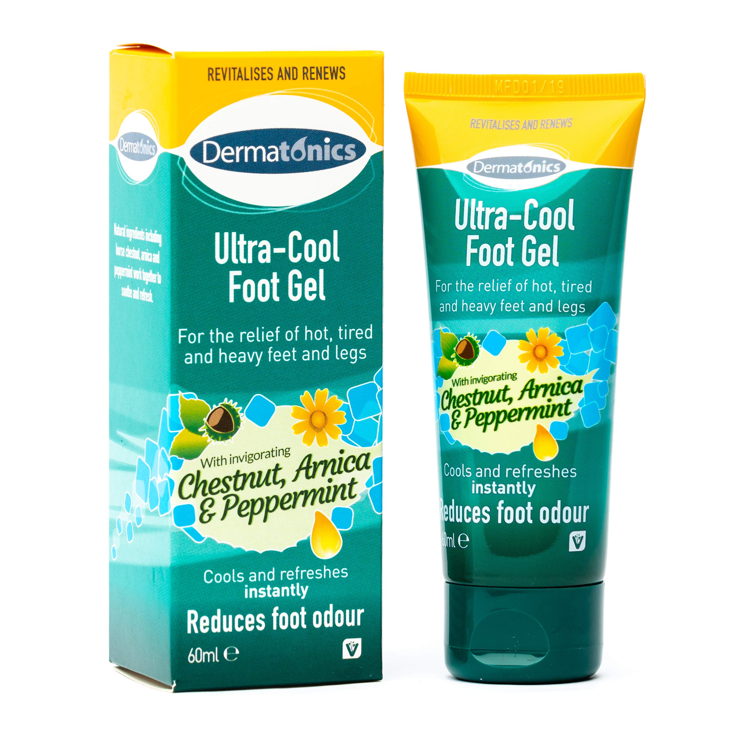 Dermatonics Ultra Cool Foot Gel for Relief of Hot Legs and Feet, 60 ml