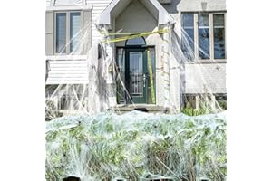COVACURE 1400 sqft Reusable Spider Web Decoration with 50 Fake Spiders, Super Stretch Cobwebs for Halloween Indoor Outdoor Decorations