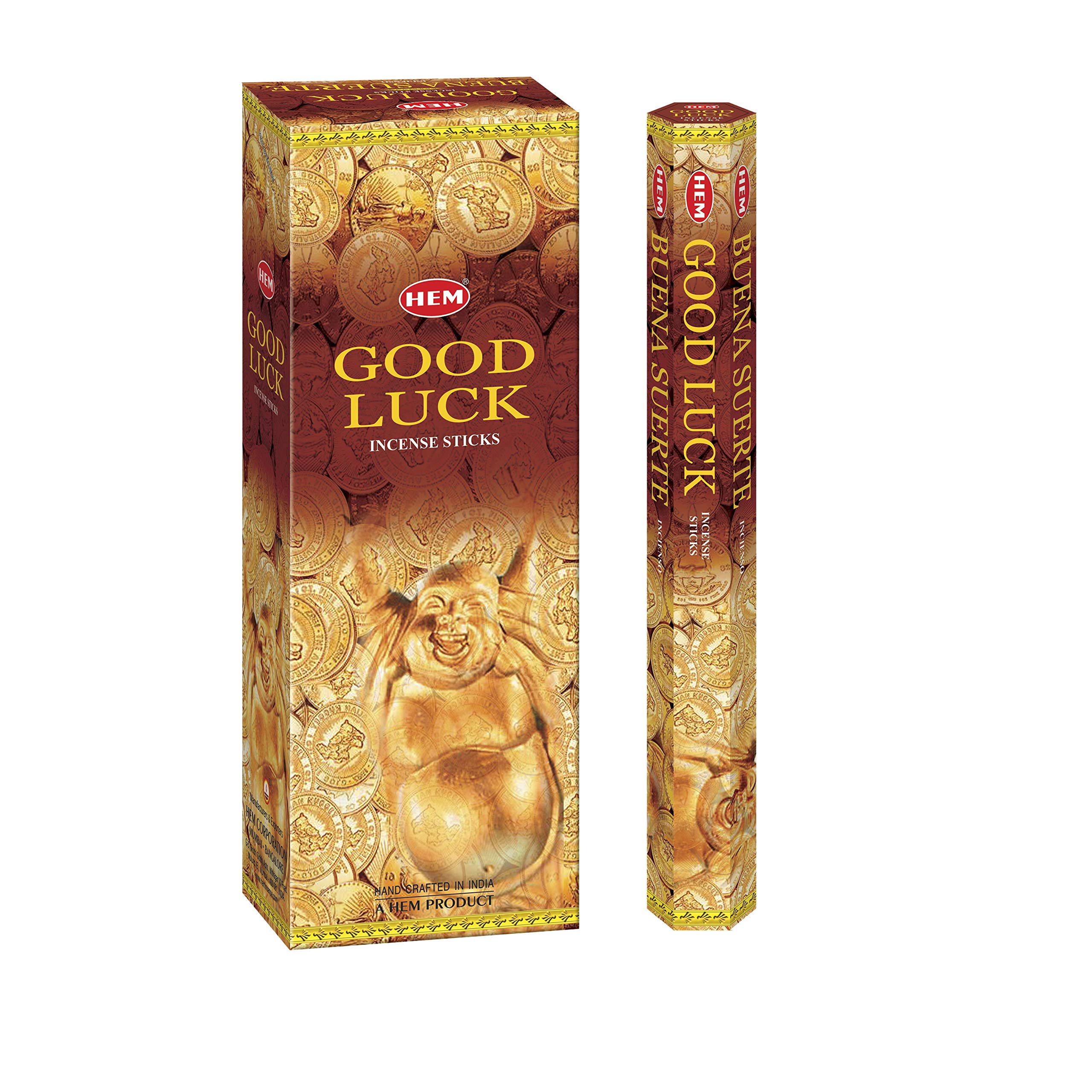 Hem Good Luck Incense Sticks 120 Count (6 Boxes of 20) Hand Rolled Indian Incense | Positive Energy, Prosperity & Relaxation, Meditation, Yoga & Home Fragrance