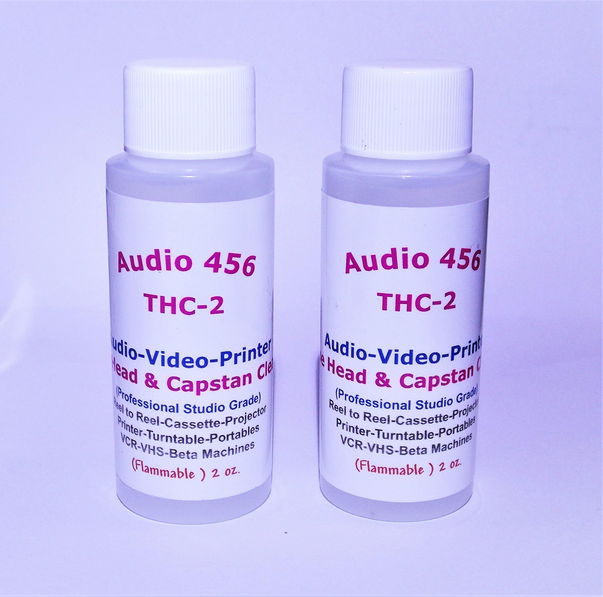 2 Audio 456 THC2 Audio Video Tape Head & Capstan Cleaners (2 oz each bottle) for Reel to Reel