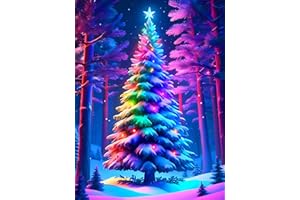 Lophomie Christmas Tree Diamond Art Kits for Adults Beginners DIY Christmas Diamond Painting Kits 5D Round Full Drill Diamond Art Painting for Home Wall Decoration Gift 12×16 inch.