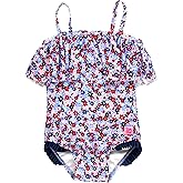 RuffleButts Red White and Bloom Single Ruffle One Piece - 8