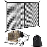 BUMBEE Truck Bed Cargo Net, Highly Elastic Double-Layered Stretchable up to 7ft x 7ft Small Mesh Durable Storage Organizer for Pickup Car Trunk SUV Boat