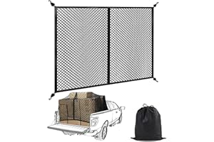 BUMBEE Truck Bed Cargo Net, Highly Elastic Double-Layered Stretchable up to 7ft x 7ft Small Mesh Durable Storage Organizer for Pickup Car Trunk SUV Boat