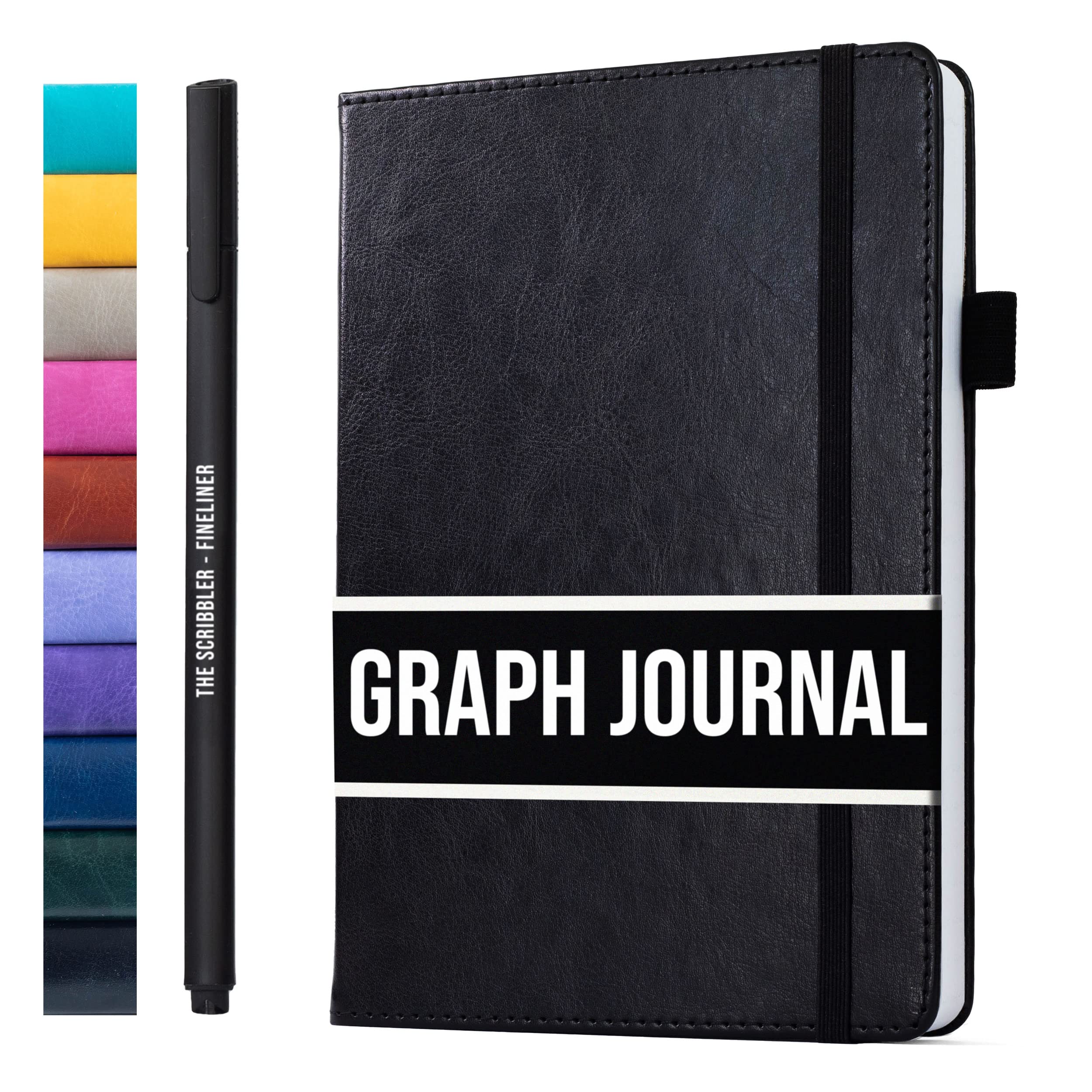 Scribbles That Matter Graph paper Notebook for writing | 200 pages A5 Squared notebook, 120gsm Thick Paper with Sticky Notes, pen holder, band, (V) leather hard cover graph notebook, 5.75x8.2 inches