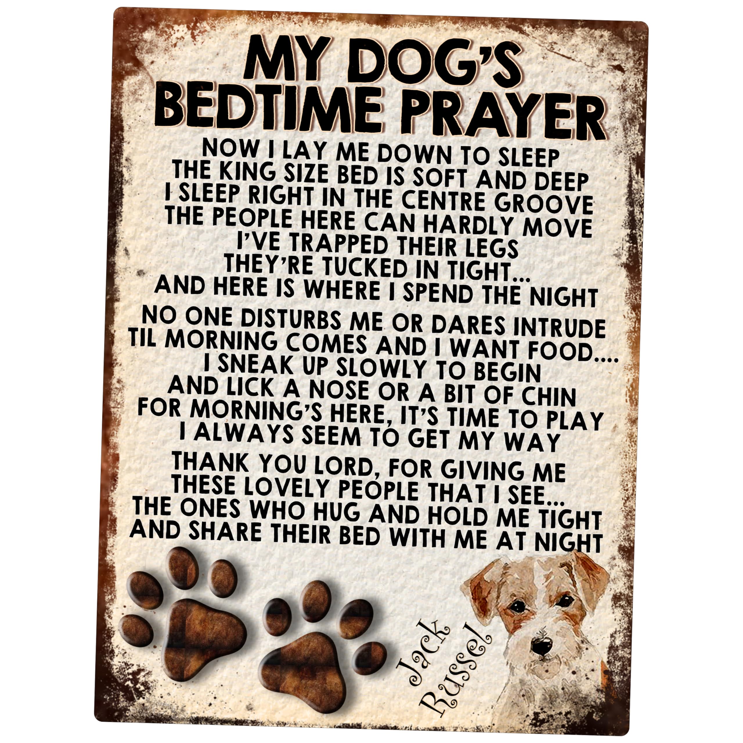 MY DOG'S BEDTIME PRAYER RETRO STYLE METAL TIN SIGN/PLAQUE (JACK RUSSEL)