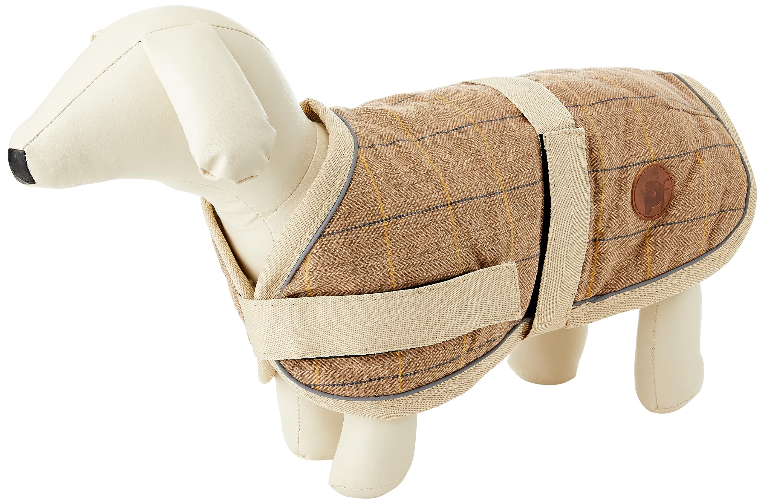Petface Tan Tweed Dog Coat, 40 cm