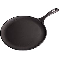 Victoria Cast Iron Round Pan Comal Griddle Seasoned with 100% Kosher Certified Non-GMO Flaxseed Oil, 10.5", Black