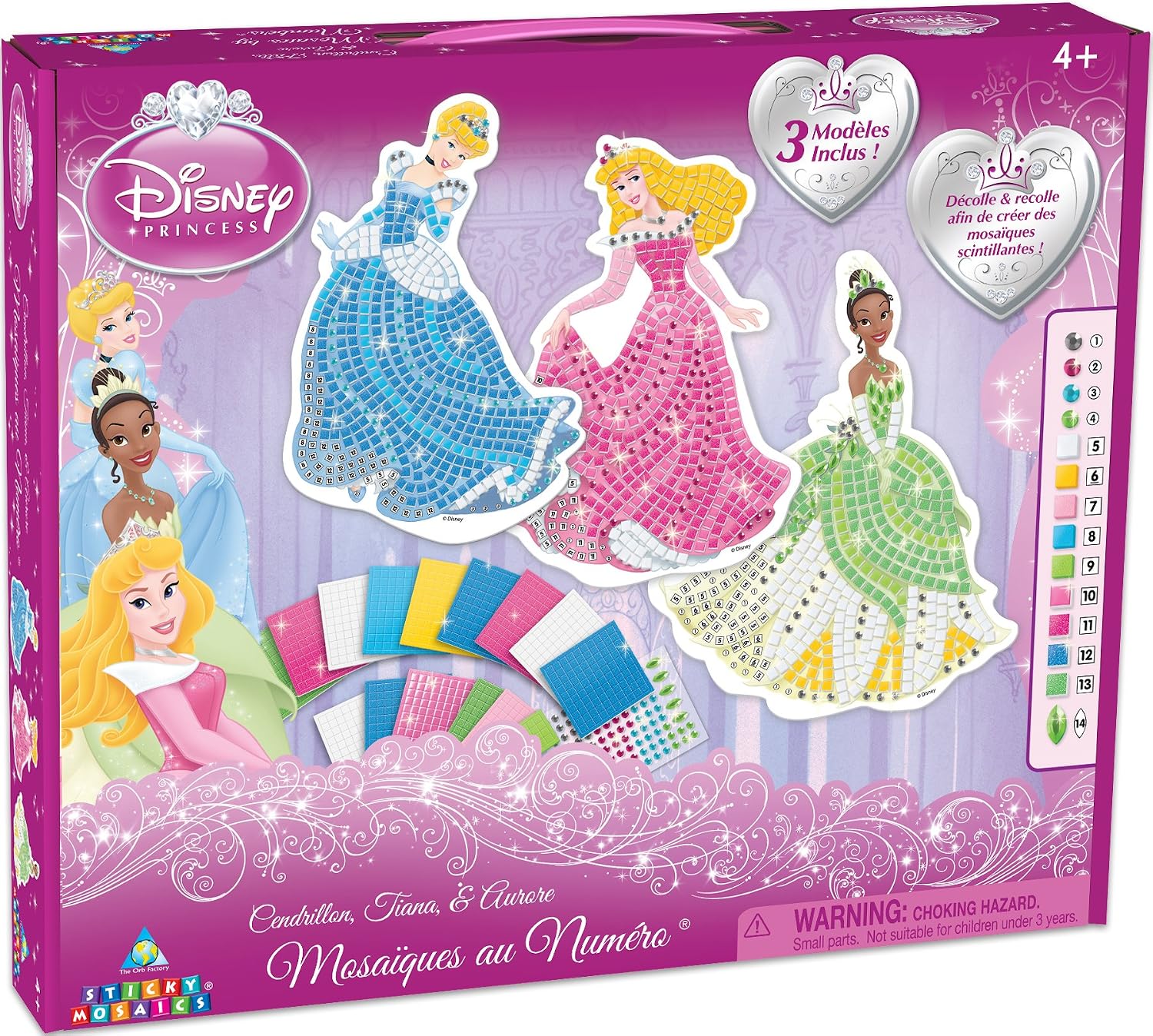 The Orb Factory Principesse Disney con vestiti da decorare con The Orb Factory Principesse Disney con vestiti da decorare con piccoli mosaici adesivi Principesse Tiana Aurora e Cenerentola lingua inglese