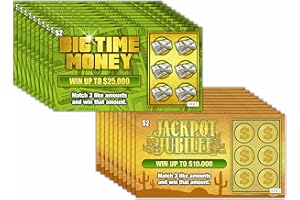 LARKMO Prank Gag Lottery Tickets, These Lottery Ticket Scratch Off Cards Look Super Real Like A Real Scratcher Joke Lotto Ticket, Includes 20 Tickets, 10 Big Time Money & 10 Jackpot Jubilee