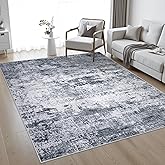 5x7 Area Rug Living Room Rug: Washable Modern Abstract Soft Thin Rug Indoor Floor No Slip Stain Resistant Carpet for Bedroom Dining Room Farmhouse Nursery Home Office - Grey