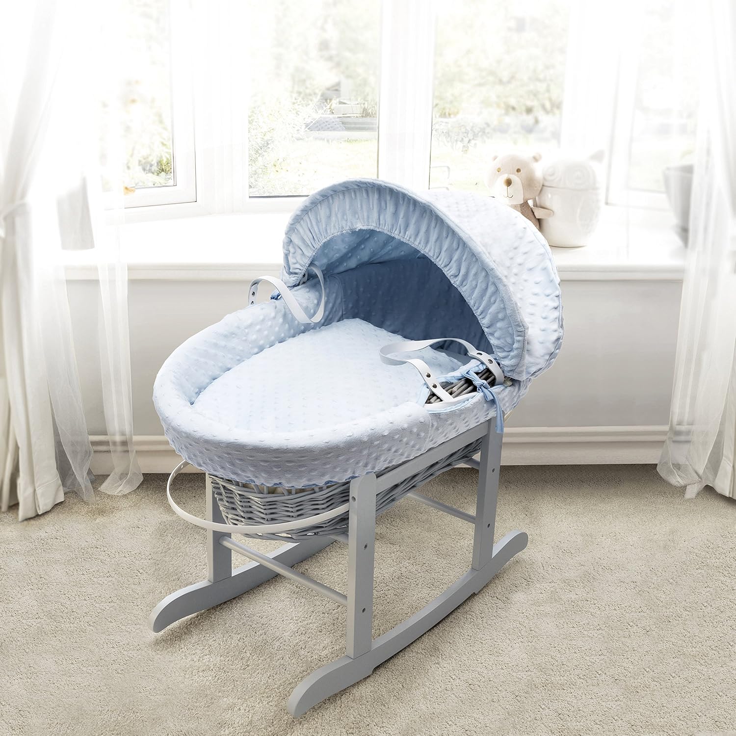grey rocking moses basket