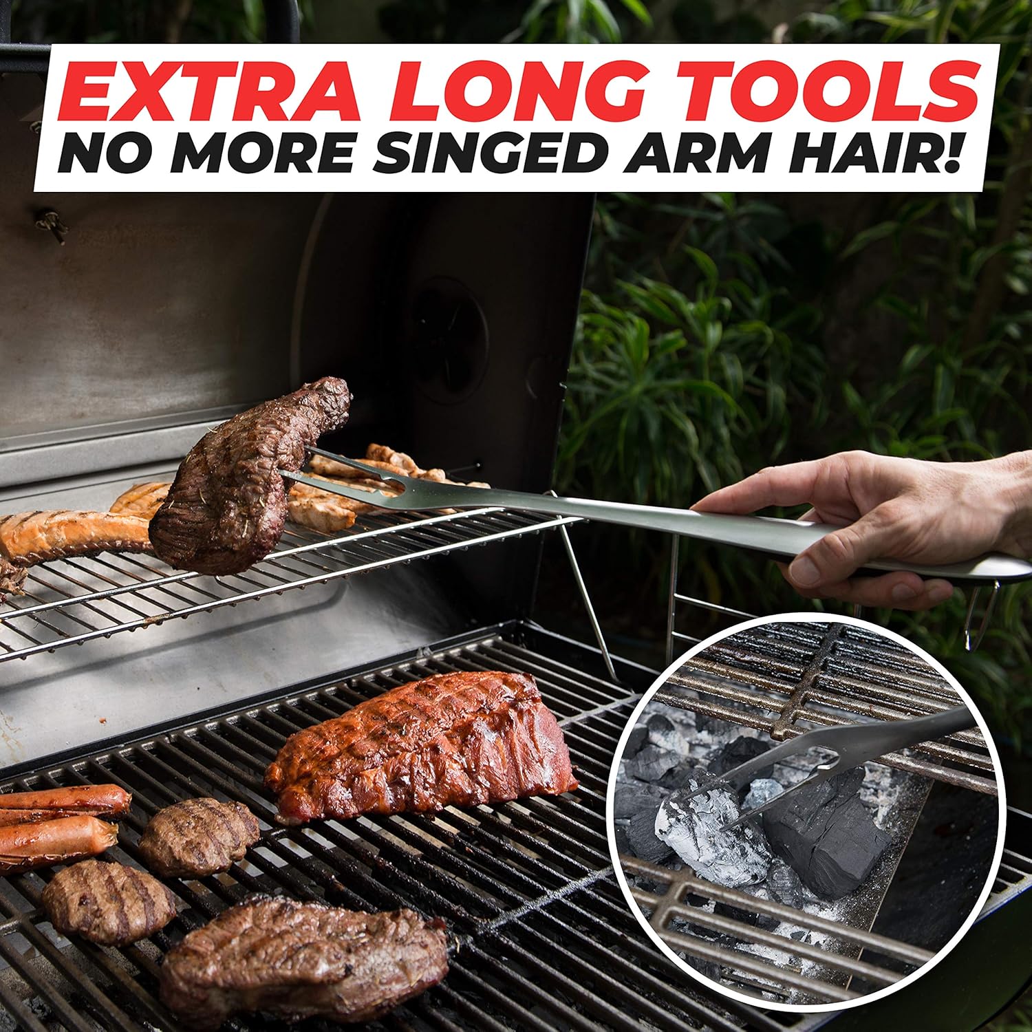 Alpha Grillers Heavy Duty BBQ Grilling Tools Set. Extra Thick Stainless Steel Spatula, Fork, Basting Brush & Tongs. Gift Box Package. Best for Barbecue & Grill. 18 Inch Utensils Turner Accessories : Garden & Outdoor