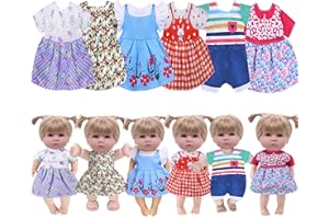 YAYYAY Baby Doll Clothes, 6 Sets Girl Doll Clothes Dress for 10-12 Inch Doll, Doll Outfits Accessories for Baby Doll Girl, Alive Doll Outfits for Girls Gift