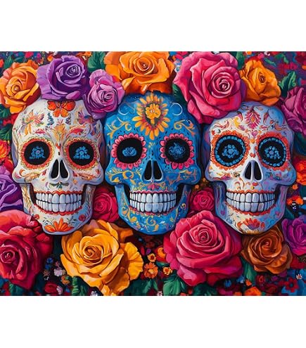 Amazon.com: Day of The Dead Sugar Skull Puzzles for Adults 1000