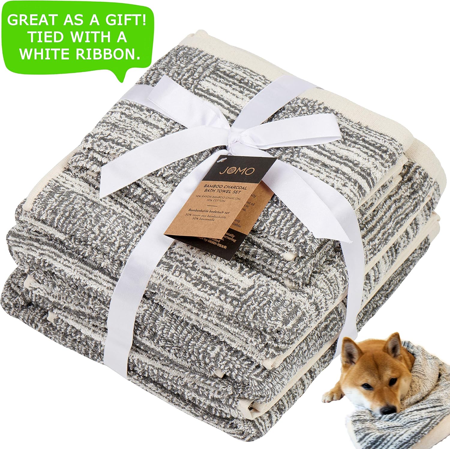 8-Pack Bamboo Bath Towels - 2 Bath Towels, 2 Hand Towels, and 4 Washcloths, Ultra Soft 500 GSM Bamboo Charcoal & Cotton Bathroom Towel Set, Absorbent & Soft Shower Towels, Easy Care Machine Wash Oeko: Home & Kitchen