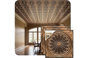 From Plain To Beautiful In Hours 238ag-24x24-25 Rose Window PVC 2' x 2' Lay-in or Glue-up Ceiling Tile, Pack of 25, Antique G