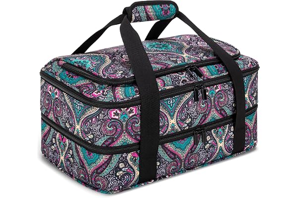 Trunab Double Decker Casserole Carrier Fits 9"×13" Baking Dish, Totem | for Hot or Cold Food Insulated Thermal Tote Bag for P