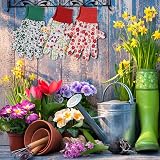 Firtink 3 Pairs Women Gardening Gloves Floral Elastic Cuffs Garden Work view 7